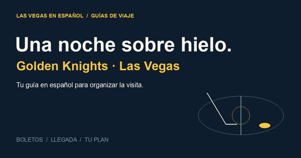 Guía de los Golden Knights en Las Vegas con ilustración editorial de hockey